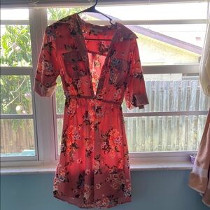 Speed Control pink floral shirt dress with pockets